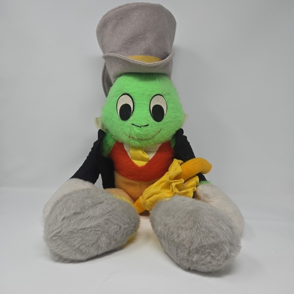 Jiminy Cricket Stuffed Animal Vintage 70s Walt Disney Character Giant Plush 24in